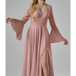 AW BRIDAL 14 1X plus dusty rose pink Albertine bridesmaid maxi dress NEW b88